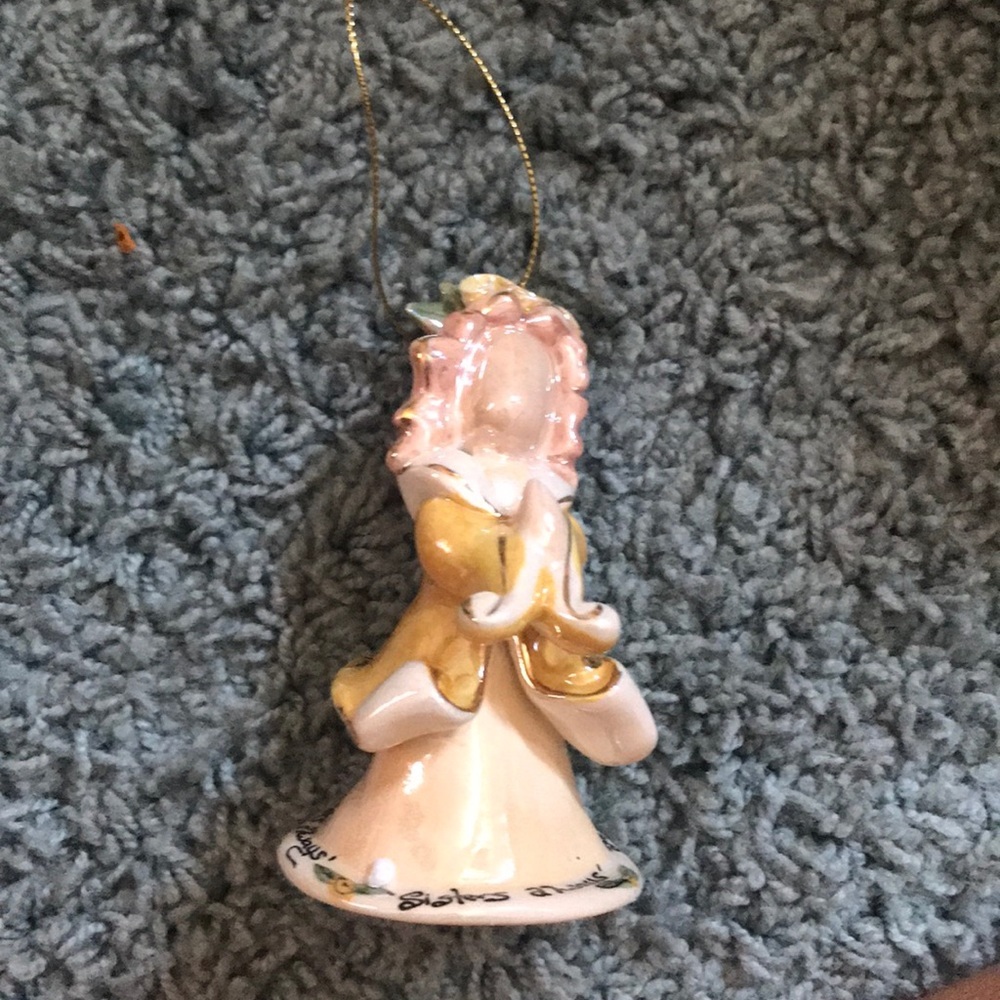 Clay works yellow praying angel ornament/figurine